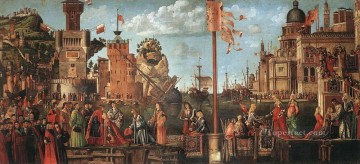  Carpaccio Oil Painting - Meeting of the Betrothed Couple and the Departure of the Pilgrims Vittore Carpaccio